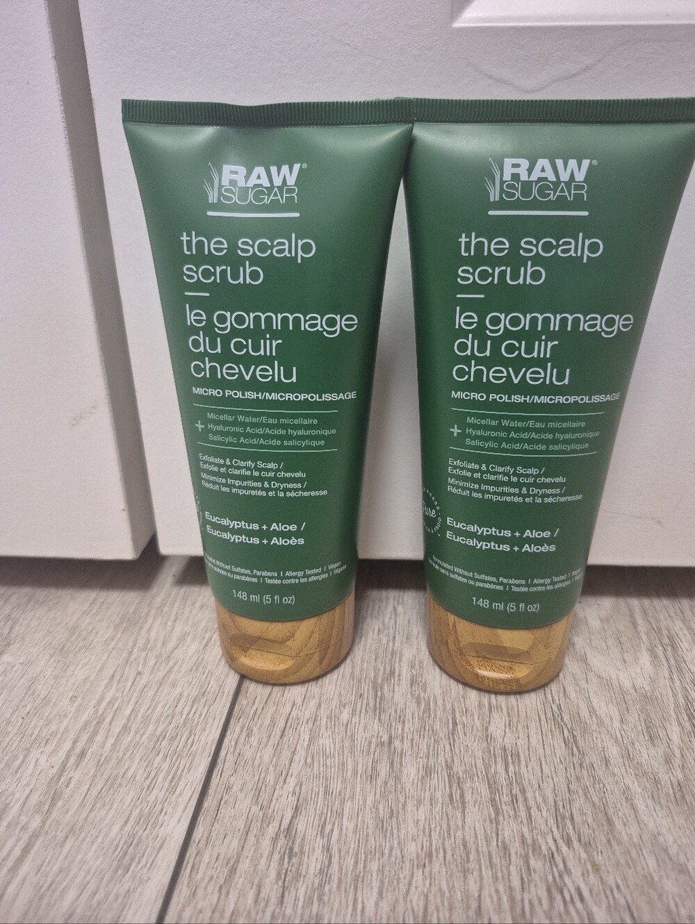Lot Of 2 Raw Sugar The Scalp Scrub - Eucalyptus + Aloe Micro Polish 5 oz/148ml